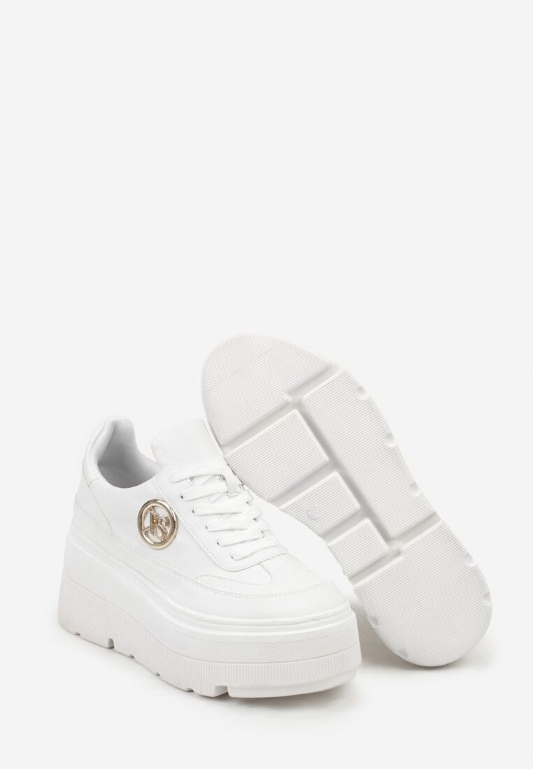 Białe Chunky Sneakersy Vices na Platformie z Okrągłym Detalem Sedvira