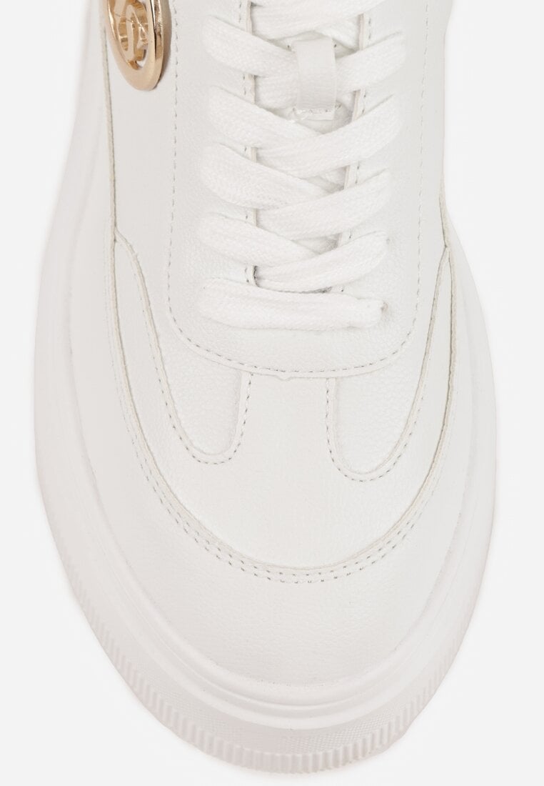 Białe Chunky Sneakersy Vices na Platformie z Okrągłym Detalem Sedvira