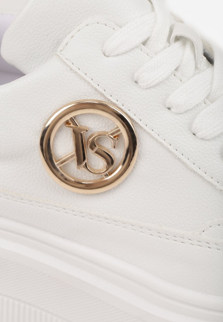 Białe Chunky Sneakersy Vices na Platformie z Okrągłym Detalem Sedvira