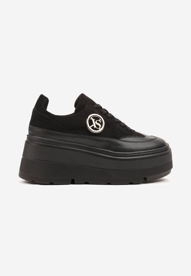 Czarne Chunky Sneakersy Vices na Platformie z Okrągłym Detalem Sedvira
