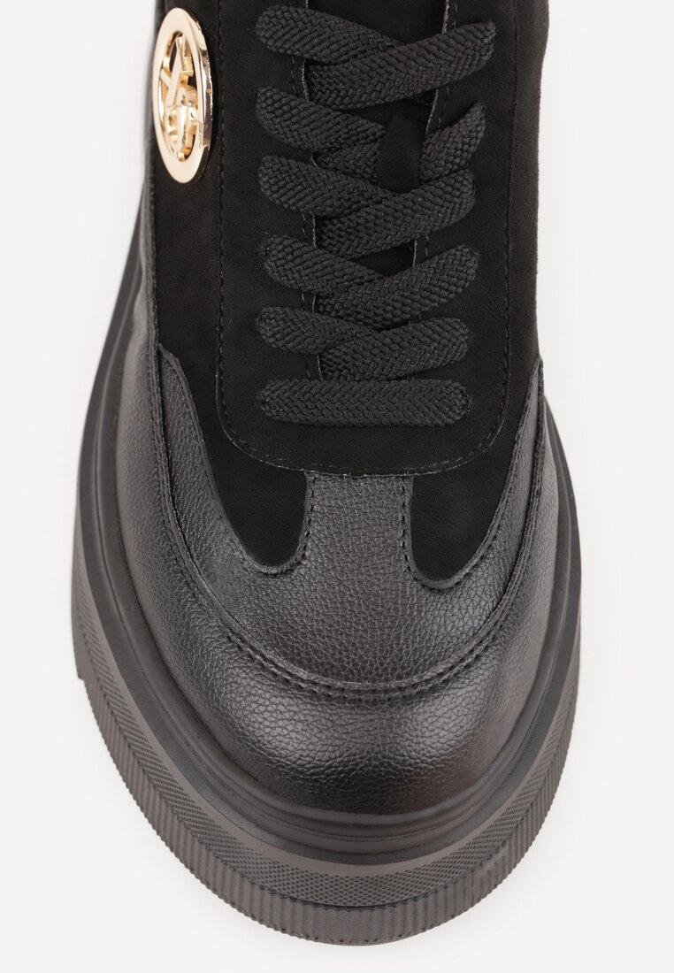 Czarne Chunky Sneakersy Vices na Platformie z Okrągłym Detalem Sedvira