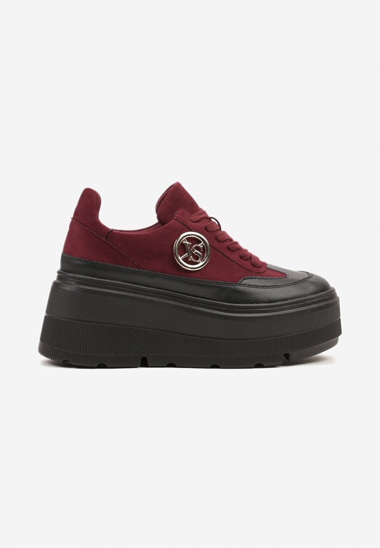 Bordowe Chunky Sneakersy Vices na Platformie z Okrągłym Detalem Sedvira