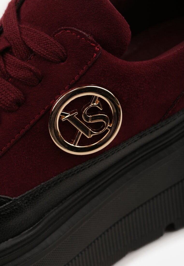 Bordowe Chunky Sneakersy Vices na Platformie z Okrągłym Detalem Sedvira