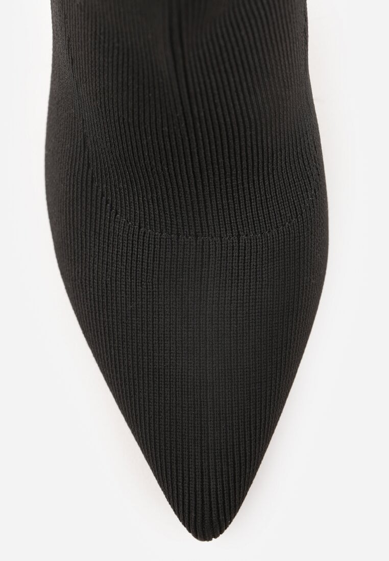 Czarne Botki na Szpilce Vices z Elastyczną Cholewką Nallafia