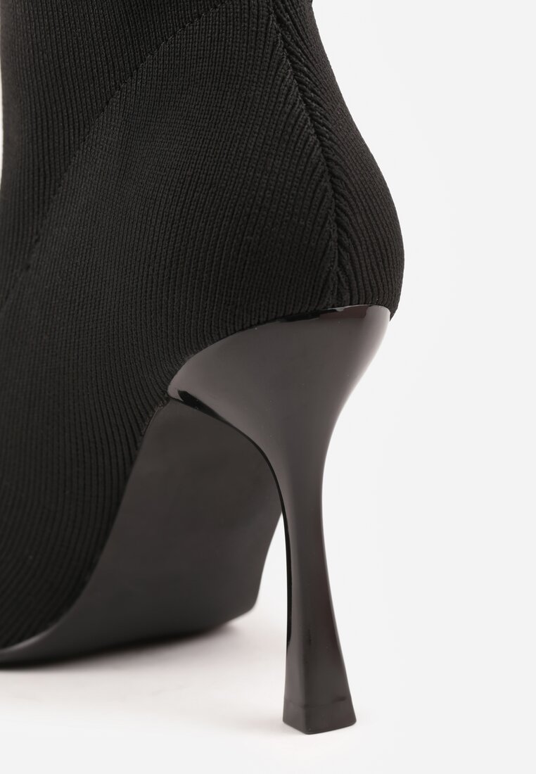 Czarne Botki na Szpilce Vices z Elastyczną Cholewką Nallafia