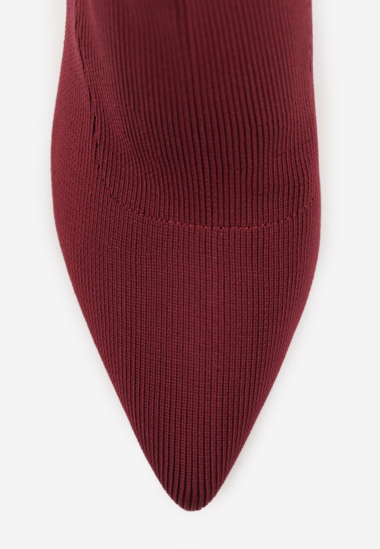 Bordowe Botki na Szpilce Vices z Elastyczną Cholewką Nallafia