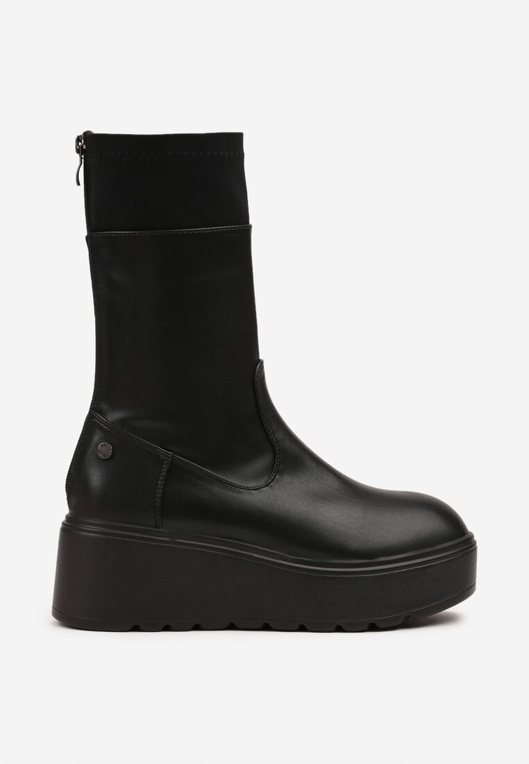 Czarne Botki Vices na Koturnie w Stylu Grunge Anarriva