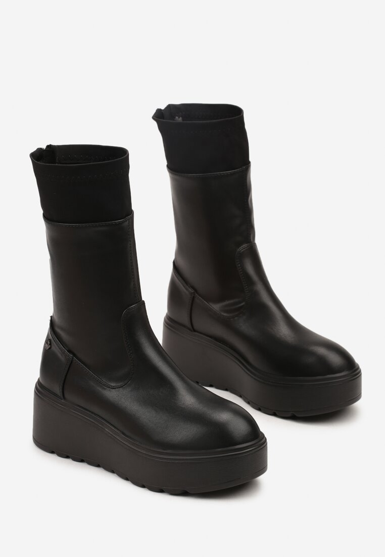 Czarne Botki Vices na Koturnie w Stylu Grunge Anarriva