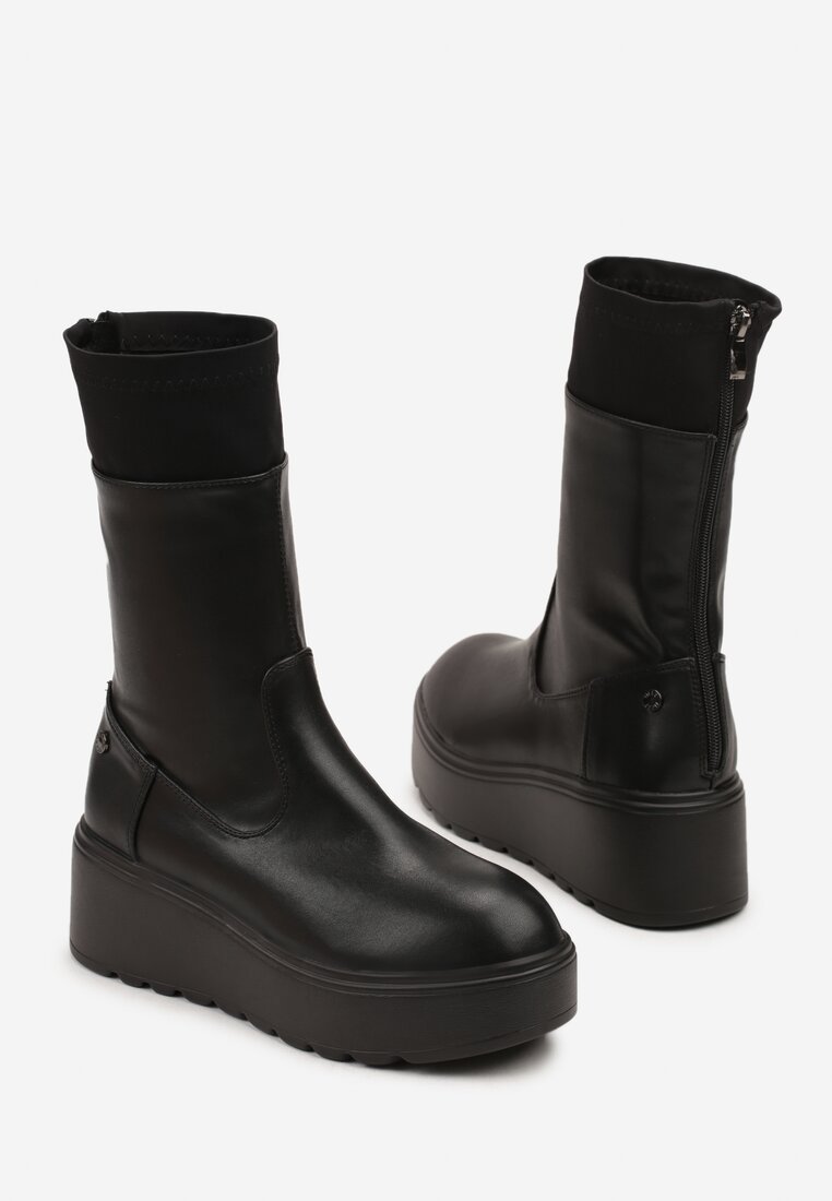 Czarne Botki Vices na Koturnie w Stylu Grunge Anarriva