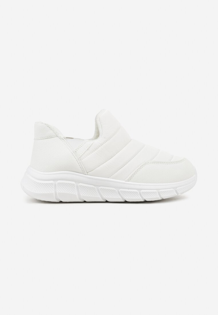 Białe Sneakersy na Platformie z Tłoczeniem i Pikowaną Cholewką Vermina