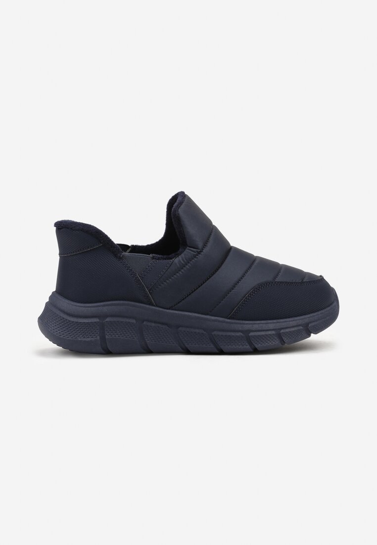 Niebieskie Sneakersy na Platformie z Tłoczeniem i Pikowaną Cholewką Vermina