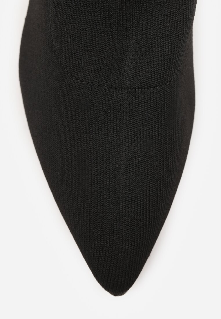 Czarne Botki Vices na Metalicznej Kaczuszce z Elastyczną Cholewką Vamile