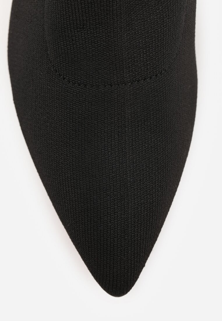 Czarno-Złote Botki Vices na Metalicznej Kaczuszce z Elastyczną Cholewką Vamile