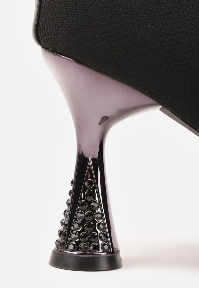 Czarne Wsuwane Botki Vices na Klepsydrzez Cyrkoniami Ashirria