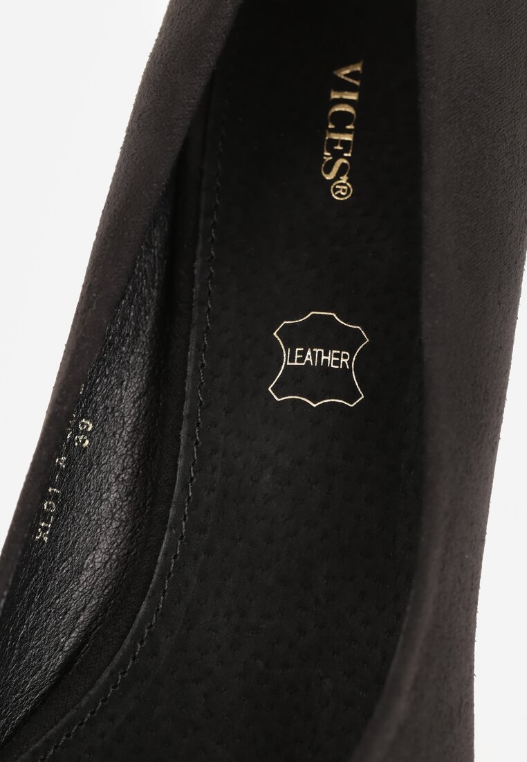 Czarne Czółenka Vices na Stożku z Wkładką ze Skóry Naturalnej Esande