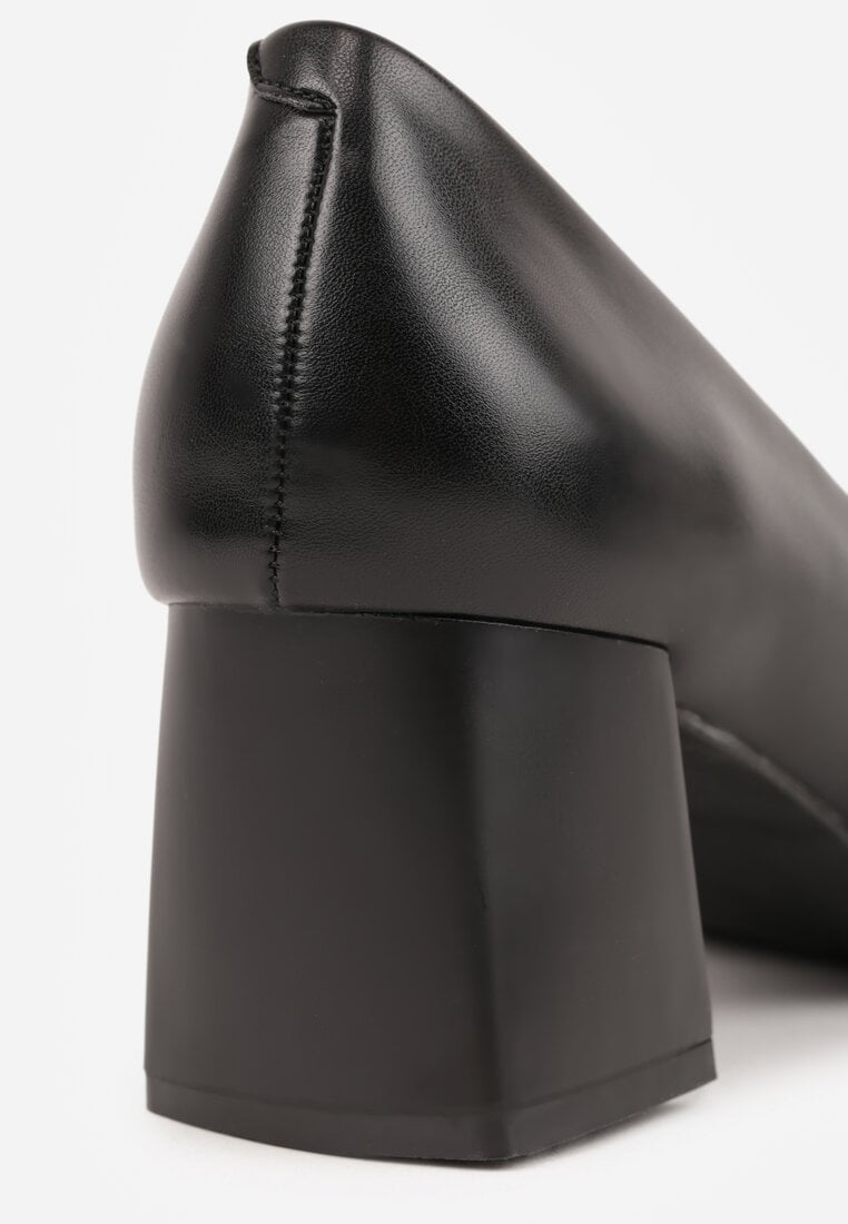 Czarne Czółenka Vices Basic na Słupkowym Obcasie ze Skórzaną Wkładką Esande