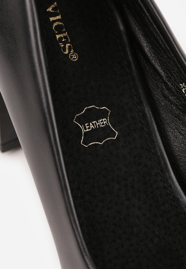 Czarne Czółenka Vices Basic na Słupkowym Obcasie ze Skórzaną Wkładką Esande