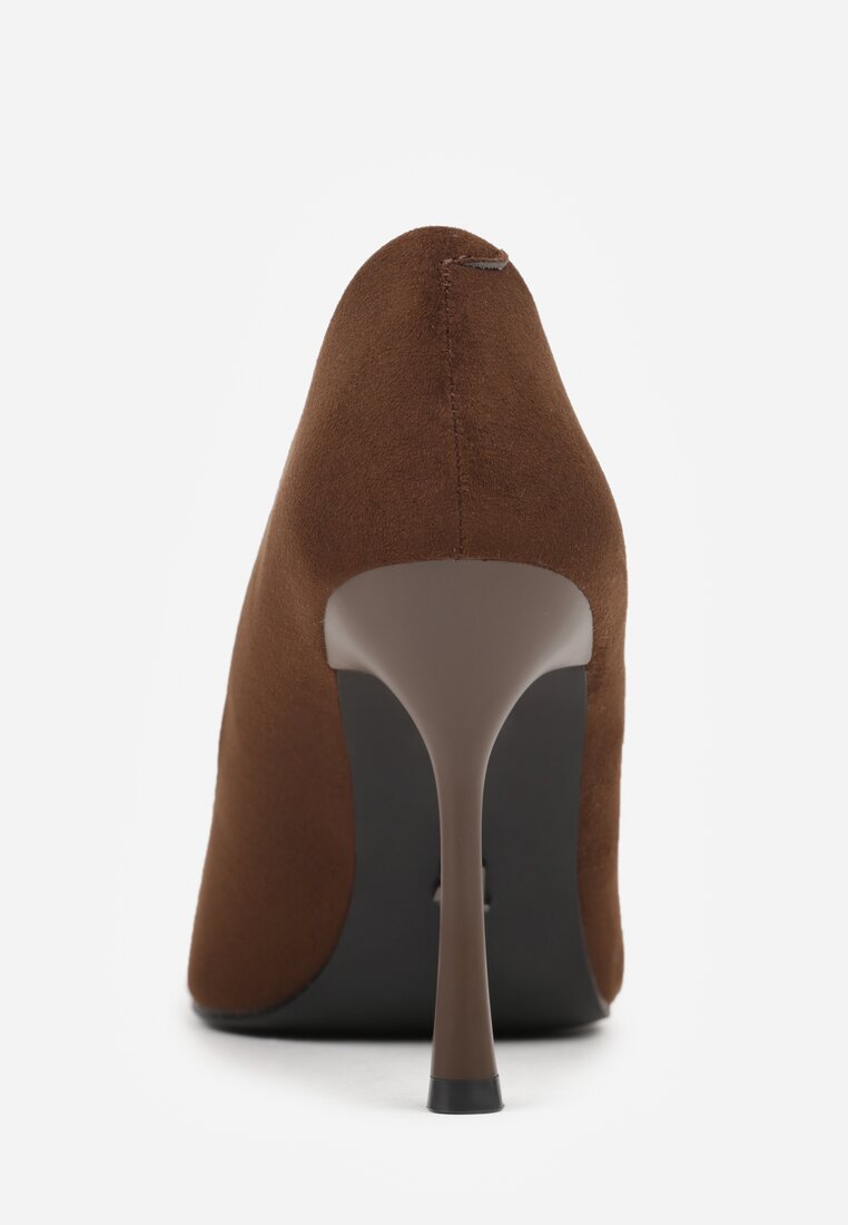 Brązowe Klasyczne Szpilki Vices z Wkładką ze Skóry Naturalnej Alondie