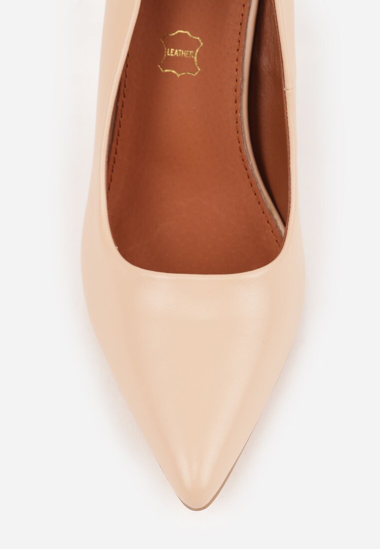 Beżowe Szpilki Vices z Wkładką ze Skóry Naturalnej Mivika