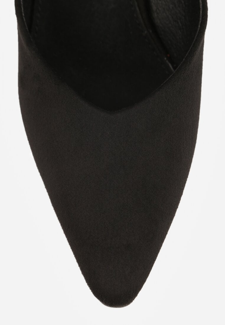 Czarne Czółenka Vices na Obcasie Typu Klepsydra ze Skórzaną Wkładką Dedvire