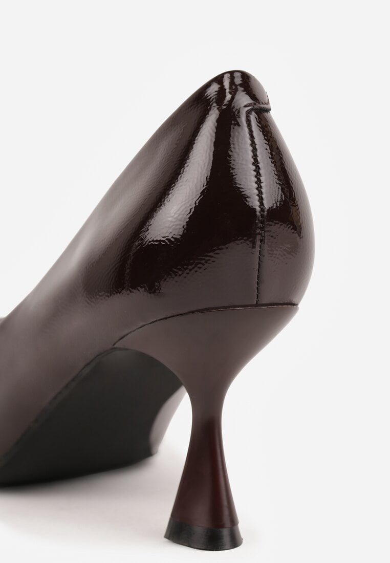 Brązowe Eleganckie Czółenka Vices na Klepsydrze ze Skórzaną Wkładką Dedvire