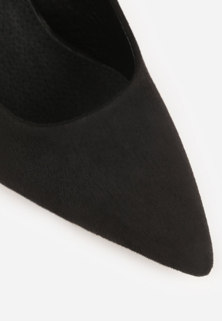 Czarne Czółenka Vices na Słupkowym Obcasie ze Skórzaną Wkładką Divira