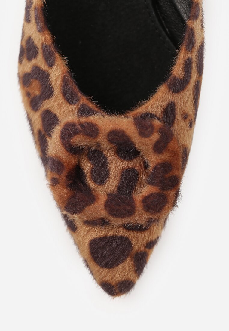 Panterkowe Czółenka Vices na Słupku z Wkładką ze Skóry Naturalnej i Klamrą Apanelle