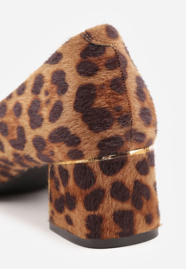 Panterkowe Czółenka Vices na Słupku z Wkładką ze Skóry Naturalnej i Klamrą Apanelle