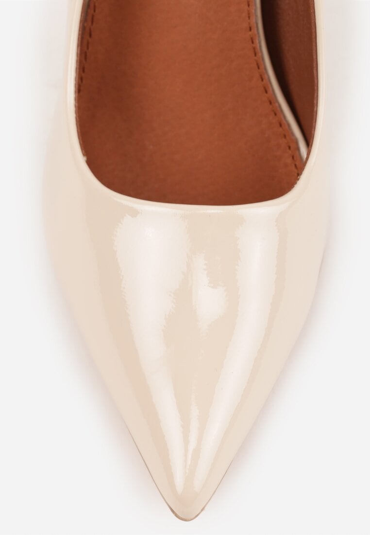 Jasnobeżowe Szpilki Vices z Lakierowanym Połyskiem i Skórzaną Wkładką Irdlie