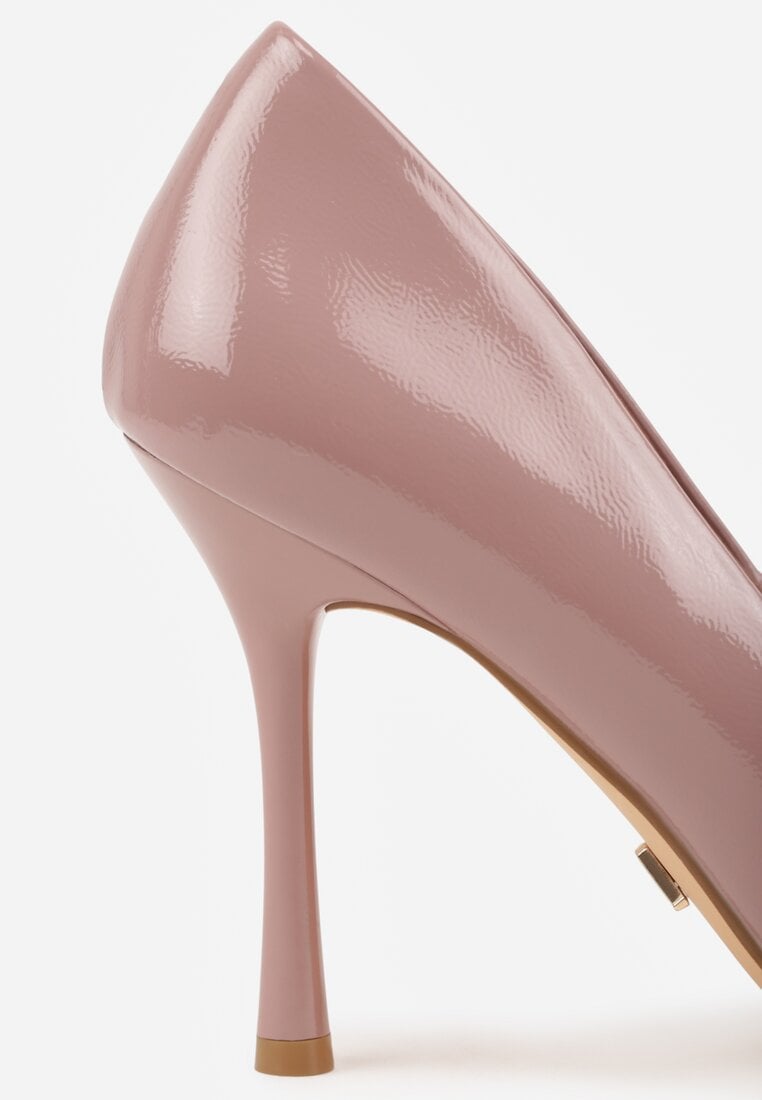 Ciemnoróżowe Szpilki Vices z Lakierowanym Połyskiem i Skórzaną Wkładką Irdlie