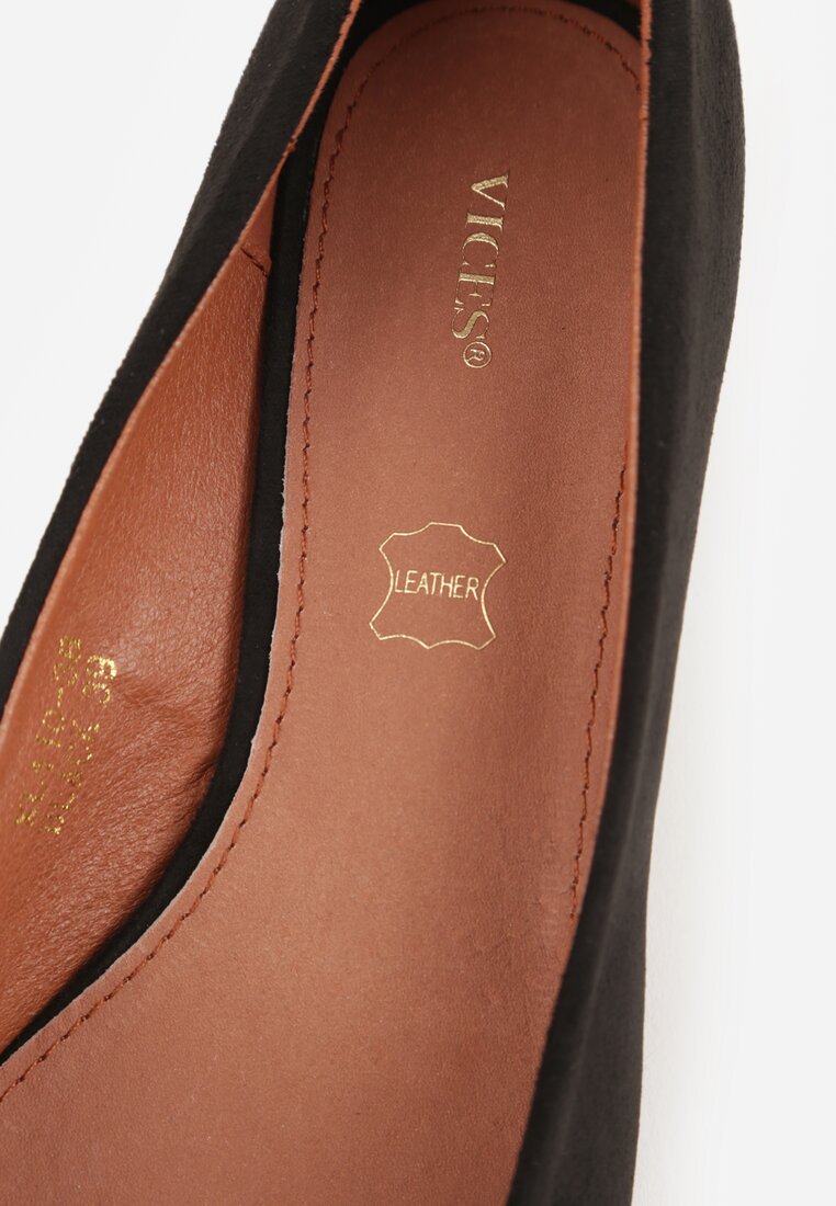 Czarne Czółenka Vices na Metalicznym Obcasie ze Skórzaną Wkładką Sivine