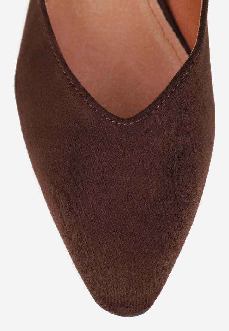 Brązowe Czółenka Vices ze Skórzaną Wkładką na Ozdobnym Słupku Delvila