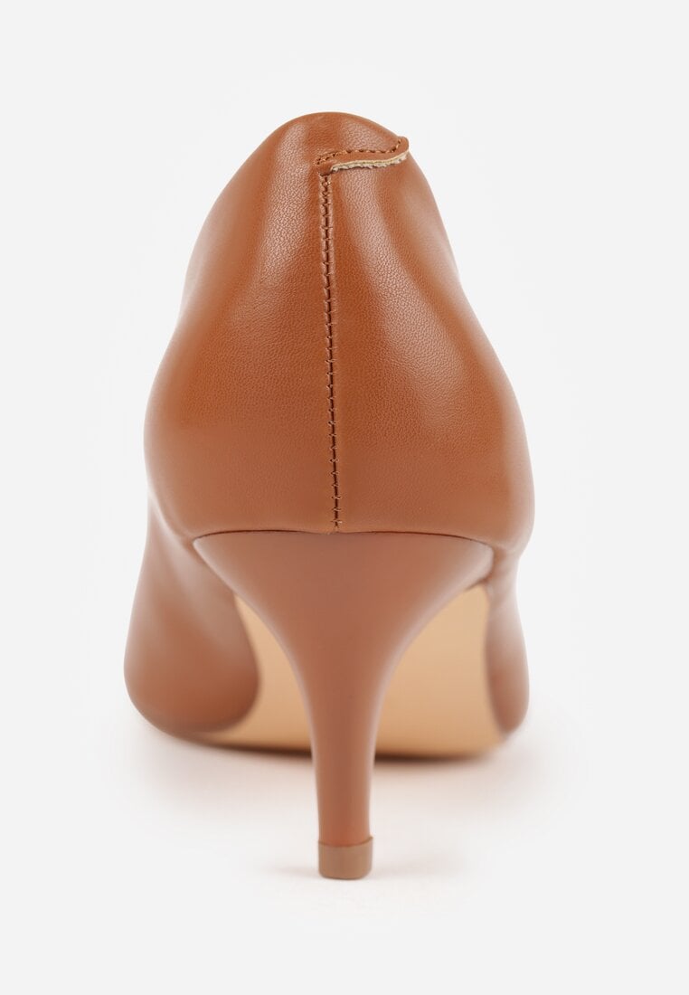 Brązowe Czółenka Vices na Obcasie Typu Kaczuszka ze Skórzaną Wkładką Amerisse