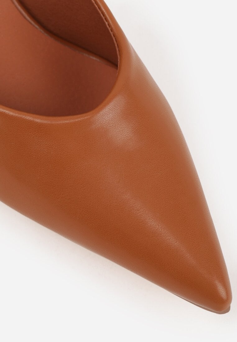 Brązowe Czółenka Vices na Obcasie Typu Kaczuszka ze Skórzaną Wkładką Amerisse