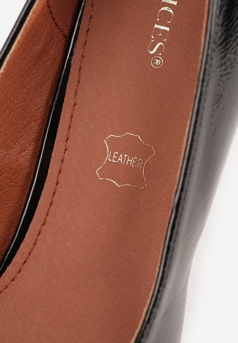 Czarne Lakierowane Szpilki Vices z Wkładką ze Skóry Naturalnej Zdobione Cyrkoniami Gioriana