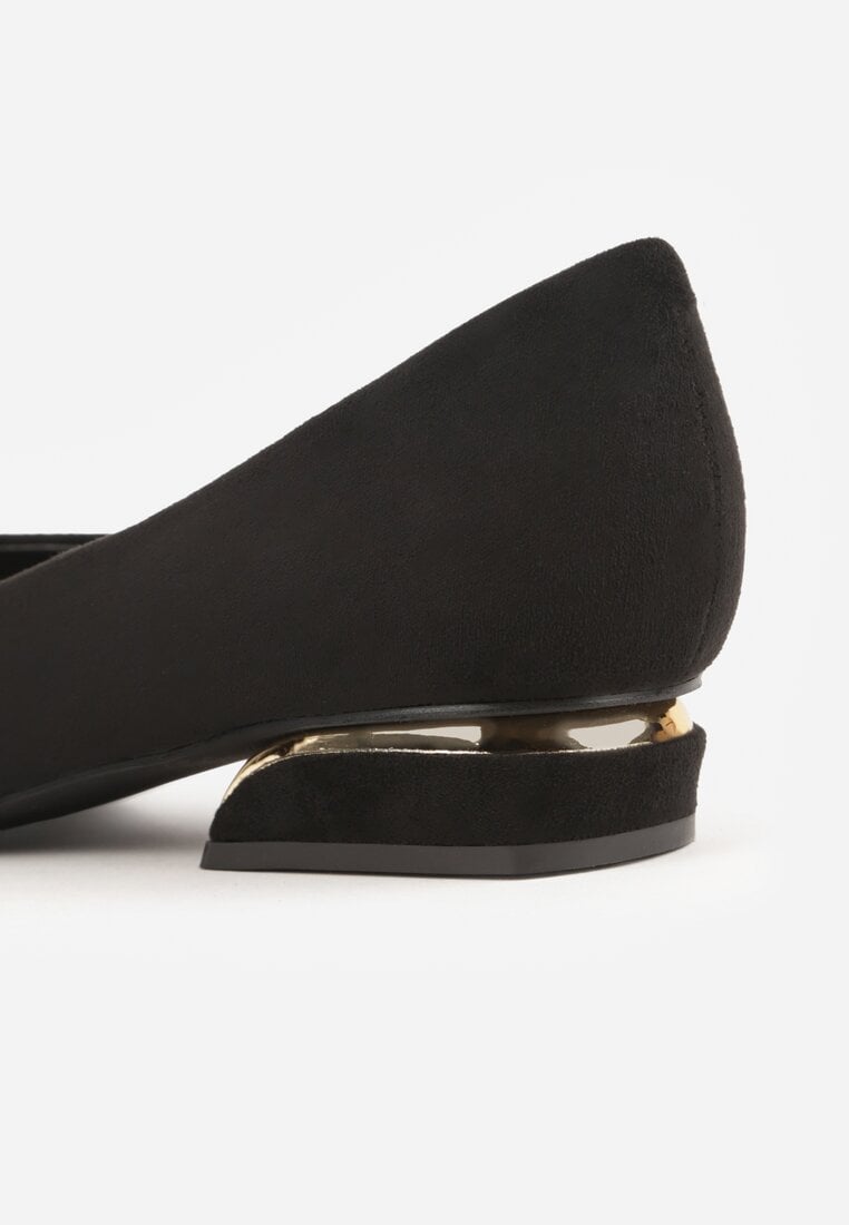 Czarne Czółenka Balerinki Vices z Noskiem w Szpic i Skórzaną Wkładką Falennea