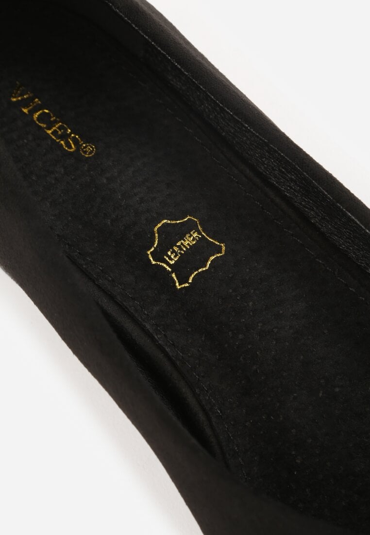 Czarne Czółenka Balerinki Vices z Noskiem w Szpic i Skórzaną Wkładką Falennea