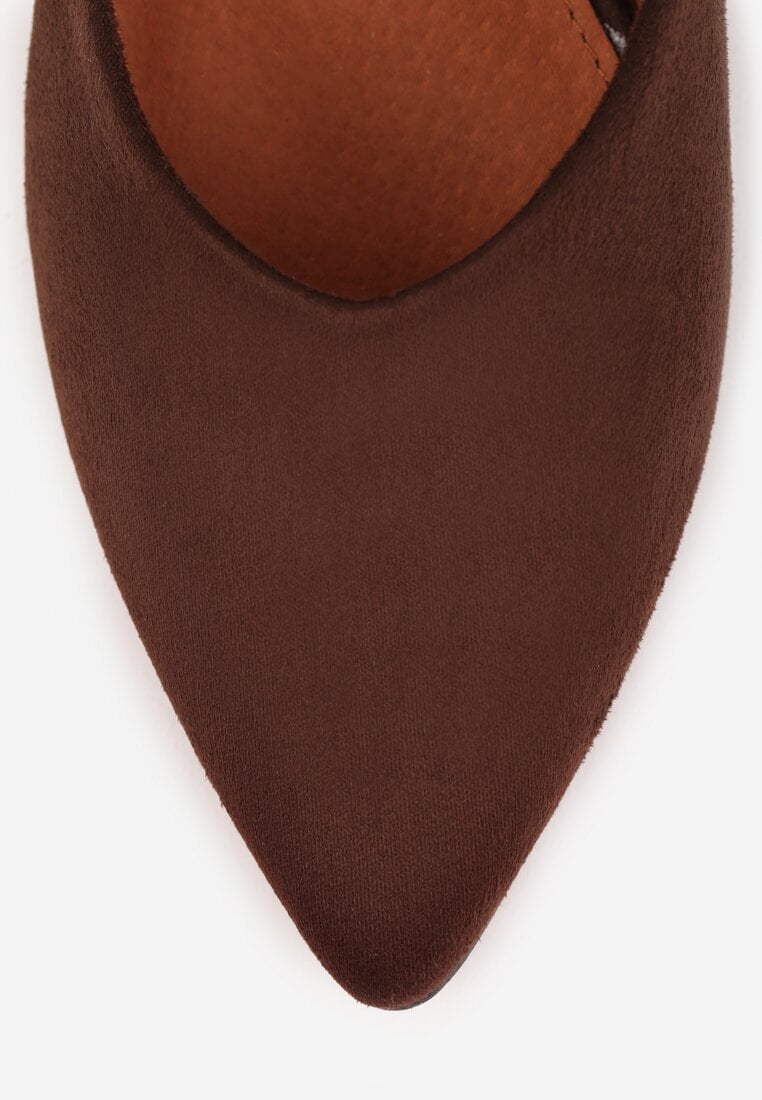 Brązowe Czółenka Balerinki Vices z Noskiem w Szpic i Skórzaną Wkładką Falennea