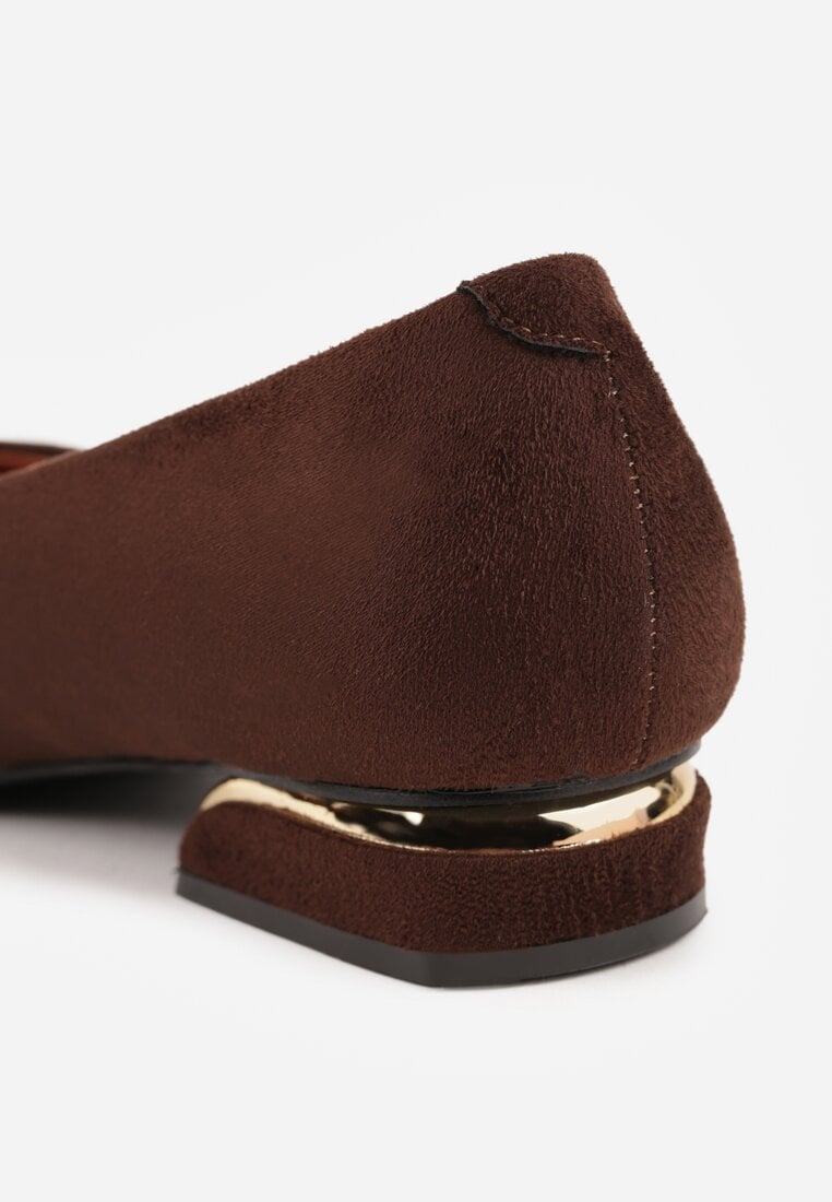 Brązowe Czółenka Balerinki Vices z Noskiem w Szpic i Skórzaną Wkładką Falennea