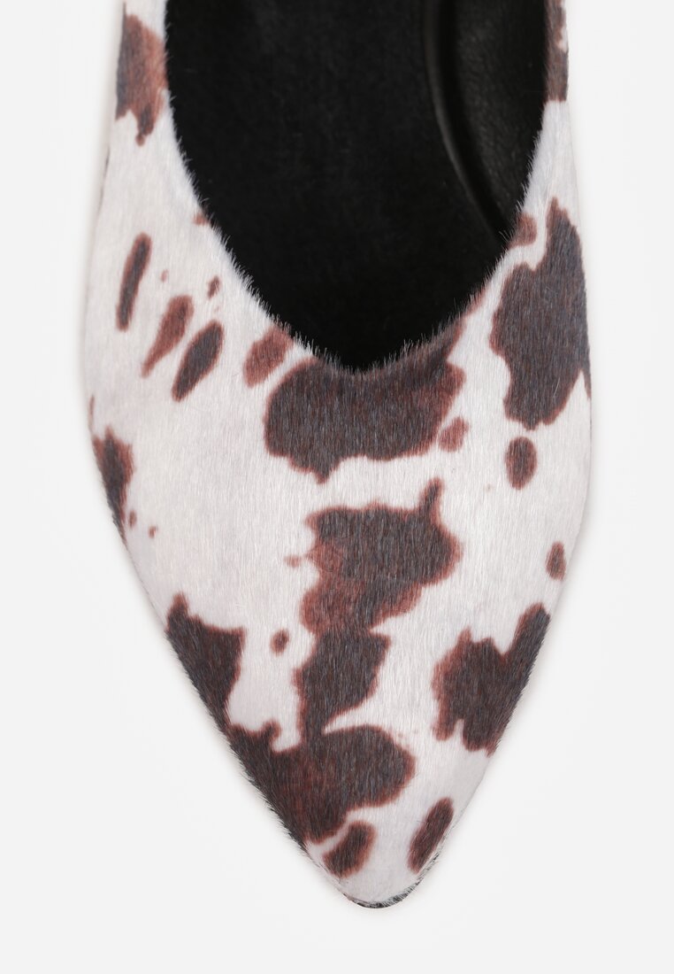 Pantofi cu toc Falennea Maro imprimeu stil văcuță