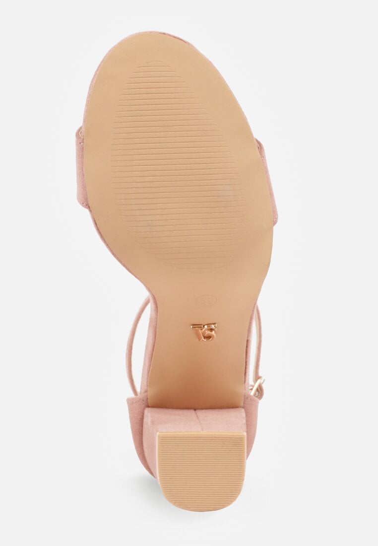 Jasnoróżowe Sandały Vices na Słupku z Wkładką ze Skóry Naturalnej Avelhira