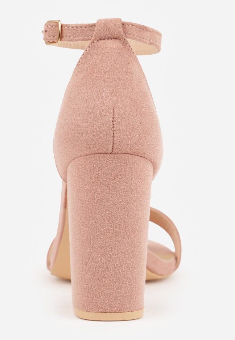 Jasnoróżowe Sandały Vices na Słupku z Wkładką ze Skóry Naturalnej Avelhira