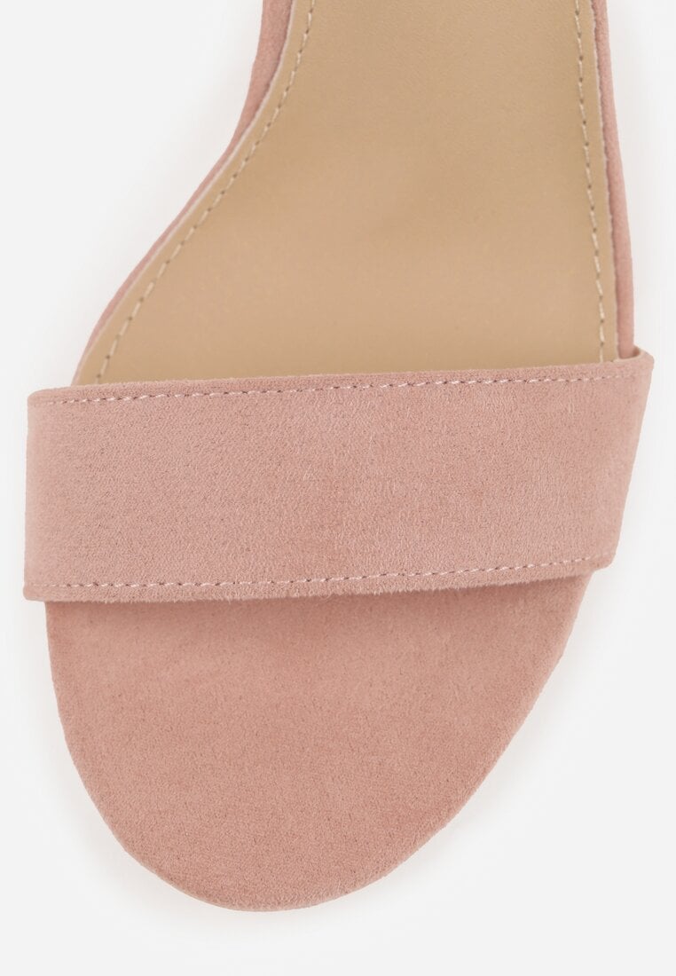 Jasnoróżowe Sandały Vices na Słupku z Wkładką ze Skóry Naturalnej Avelhira