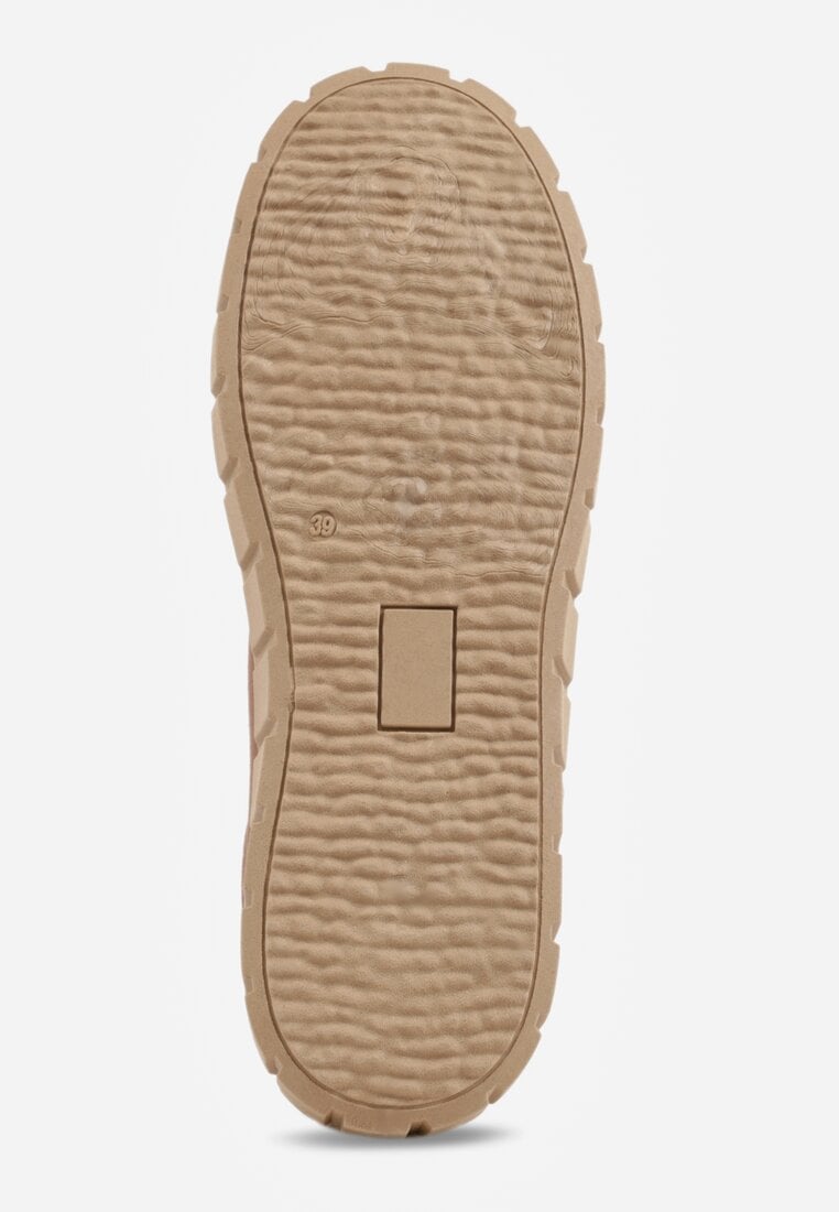 Jasnobrązowe Sneakersy Vices na Platformie z Ozdobą i Napisem Leawen