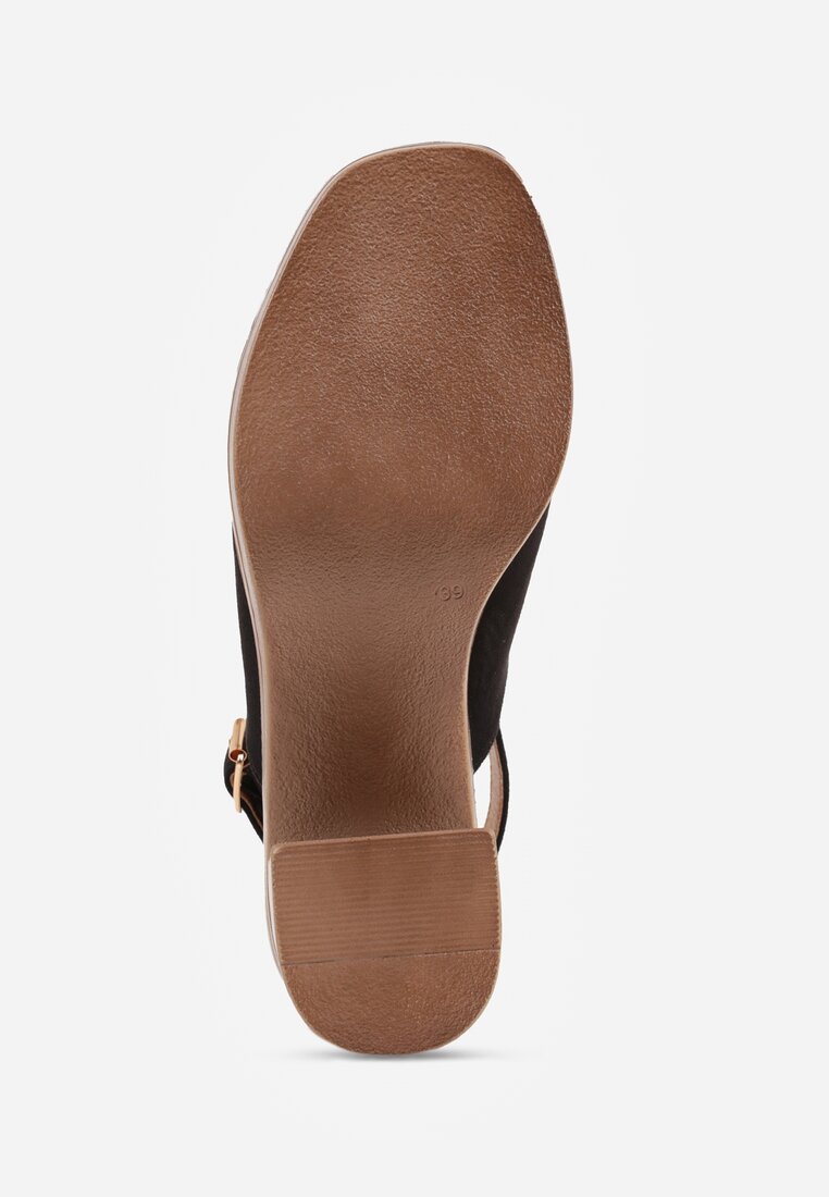 Czarne Sandały VICES na Słupku i Platformie Stylizowanych na Drewniane Lobenti