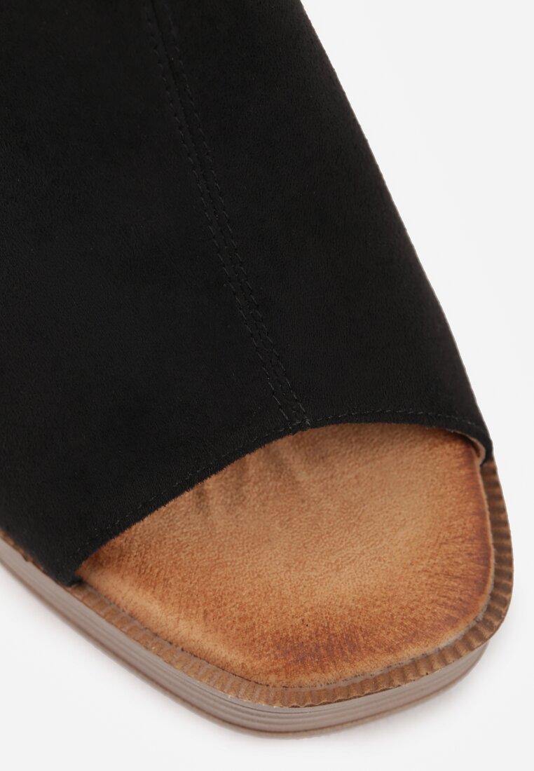 Czarne Sandały VICES na Słupku i Platformie Stylizowanych na Drewniane Lobenti