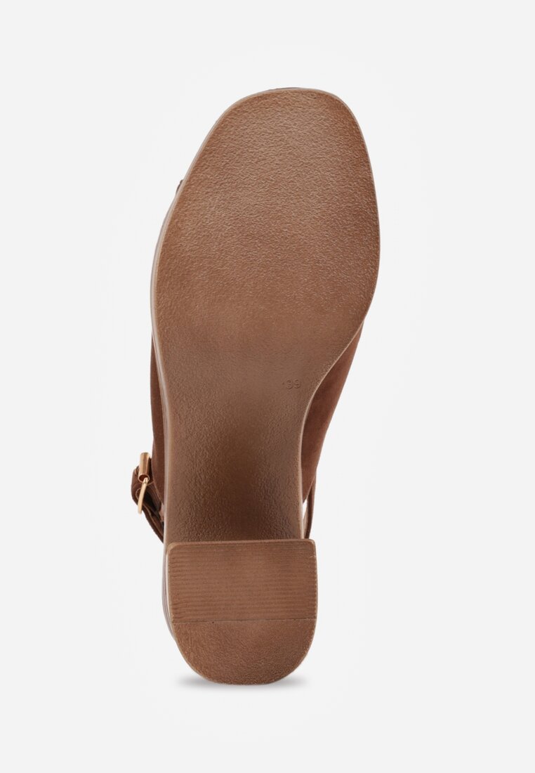 Brązowe Sandały VICES na Słupku i Platformie Stylizowanych na Drewniane Lobenti