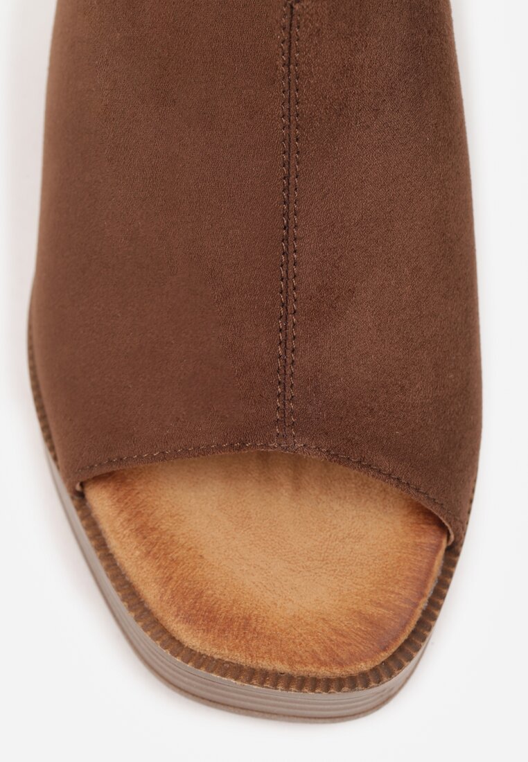 Brązowe Sandały VICES na Słupku i Platformie Stylizowanych na Drewniane Lobenti