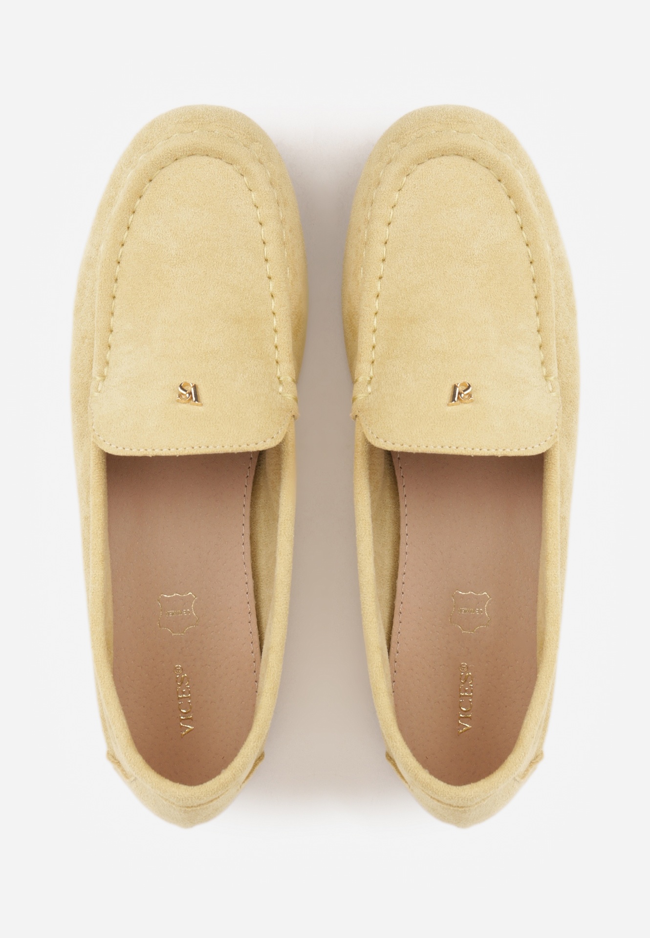 Żółte Mokasyny VICES z Wkładką ze Skóry Naturalnej i Metalicznym Elementem Alcimene