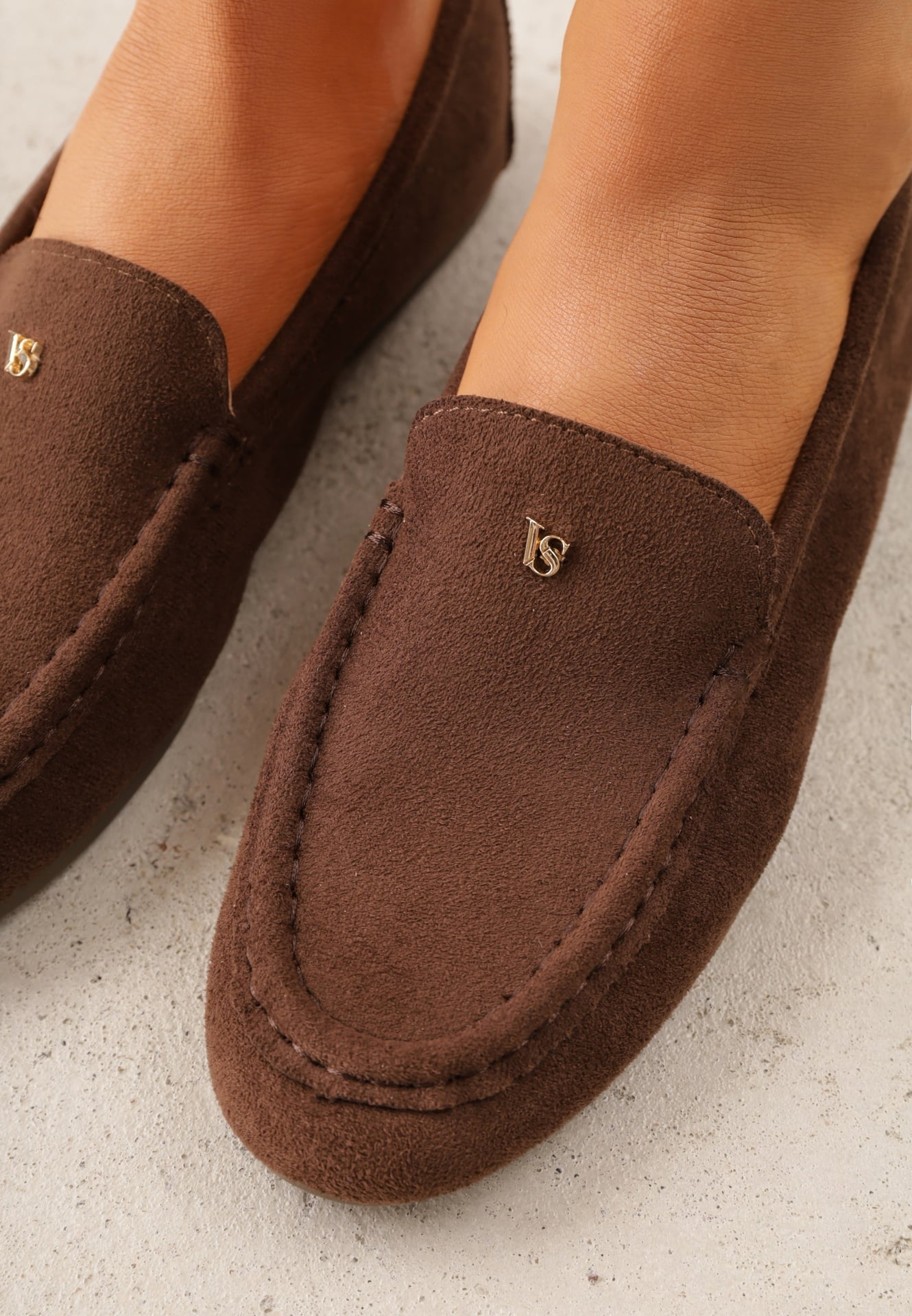 Brązowe Mokasyny VICES z Wkładką ze Skóry Naturalnej i Metalicznym Elementem Alcimene